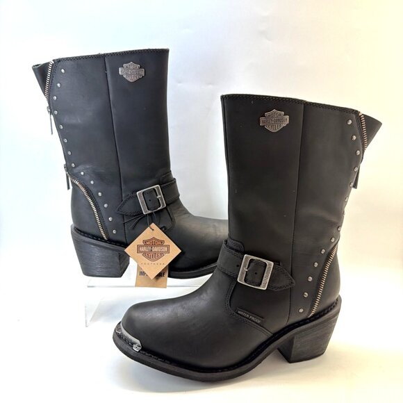 Harley-Davidson Shoes - Harley Davidson Rosanne Motorcycle Boots Studded Black Leather Women Size 10